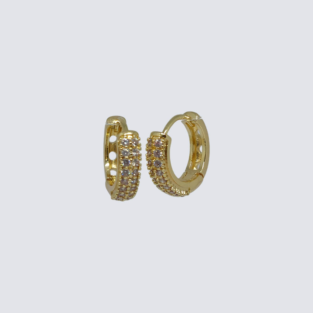 ARGOLLA HUGGIE ARETE BANO ORO DORADO CON CIRCONITA 16MM