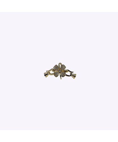 BROCHE FLOR BANO ORO DORADO CON CIRCONITA 34*17MM